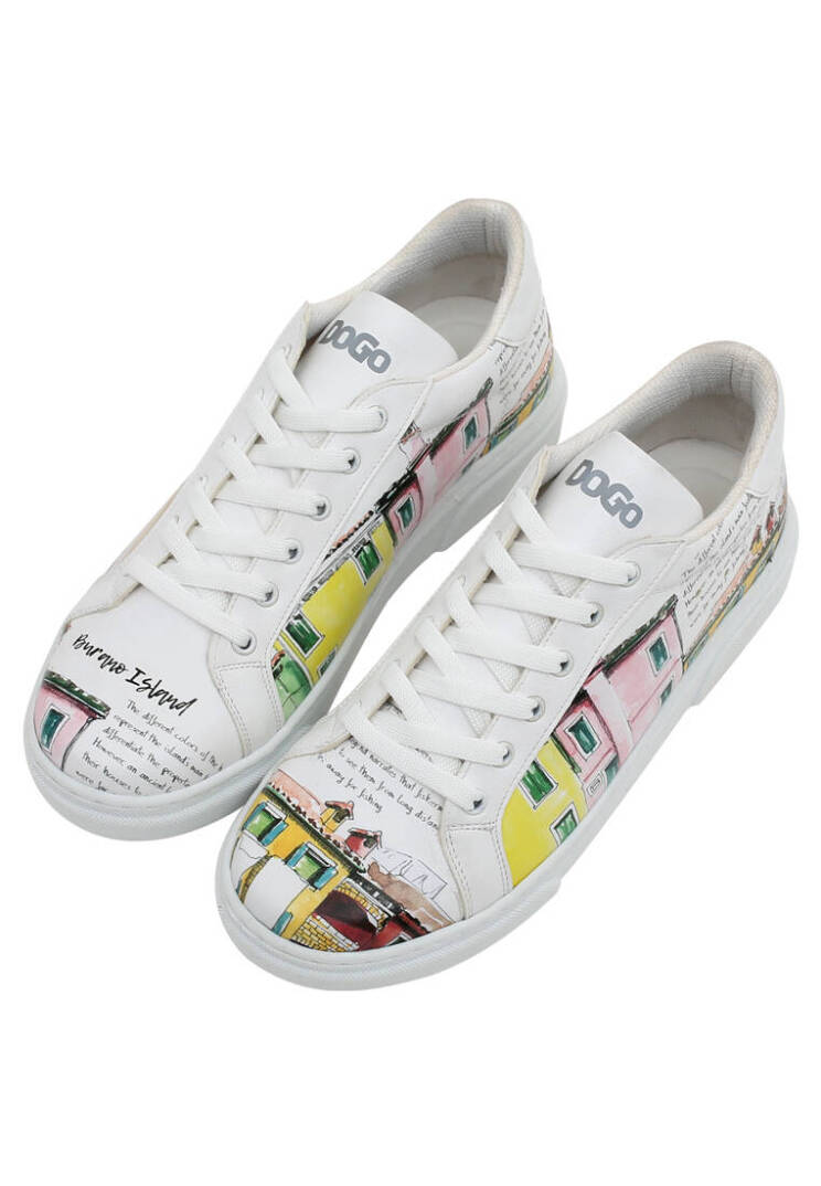 Women Vegan Leather White Sneakers - Burano Island - 2
