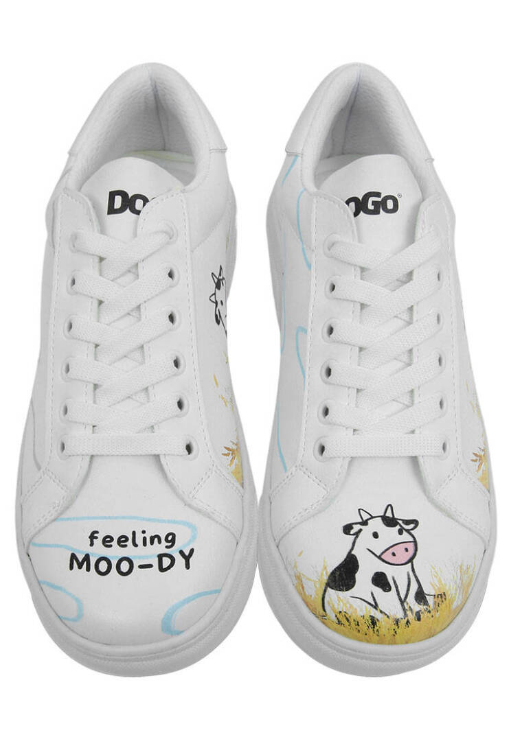 Women Vegan Leather White Sneakers - Feeling Moody - 2