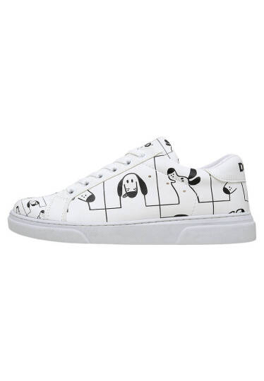 Women Vegan Leather White Sneakers - I Woof You - 6