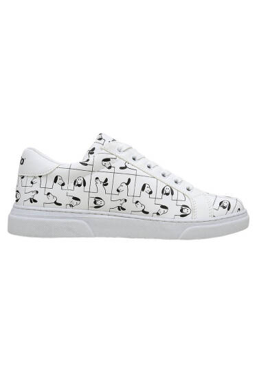 Women Vegan Leather White Sneakers - I Woof You - 7