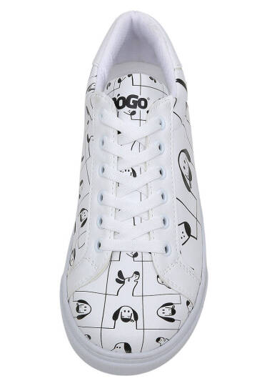Women Vegan Leather White Sneakers - I Woof You - 8