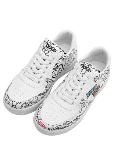Women Vegan Leather White Sneakers - Never Say Never - 3