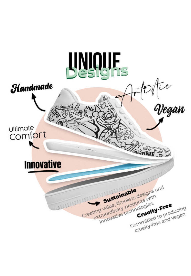 Women Vegan Leather White Sneakers - Never Say Never - 5