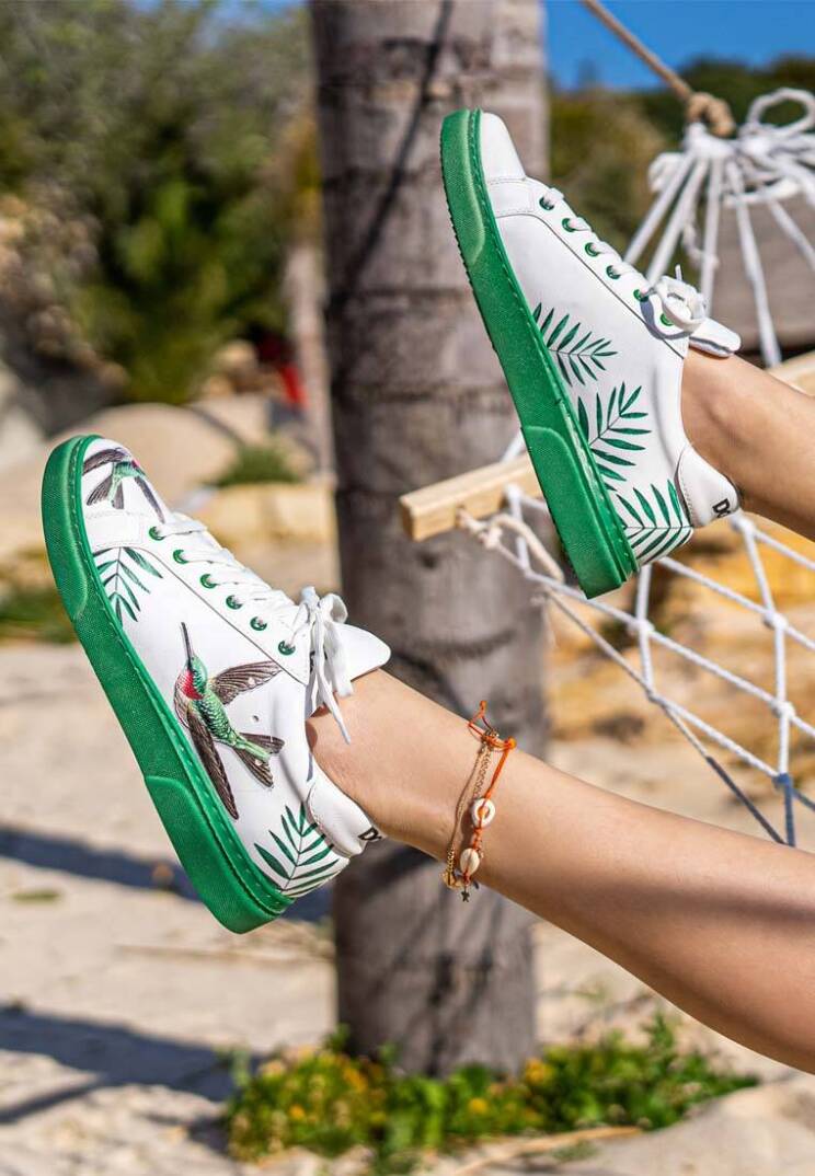 Women Vegan Leather White Sneakers - Soar the Sky - 1