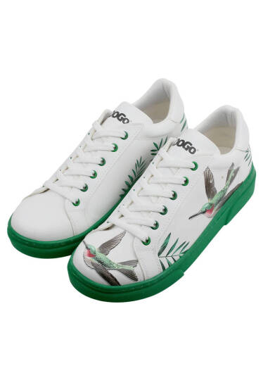Women Vegan Leather White Sneakers - Soar the Sky - 2