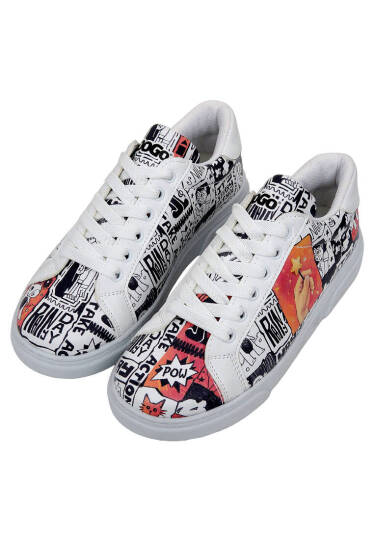 Women Vegan Leather White Sneakers - Star Girl