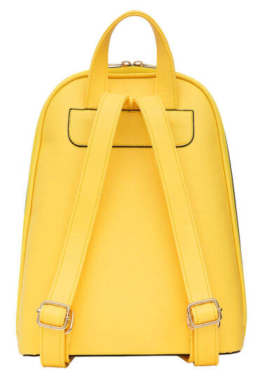 Women Vegan Leather Yellow Backpack - Monochrome Cats - 3