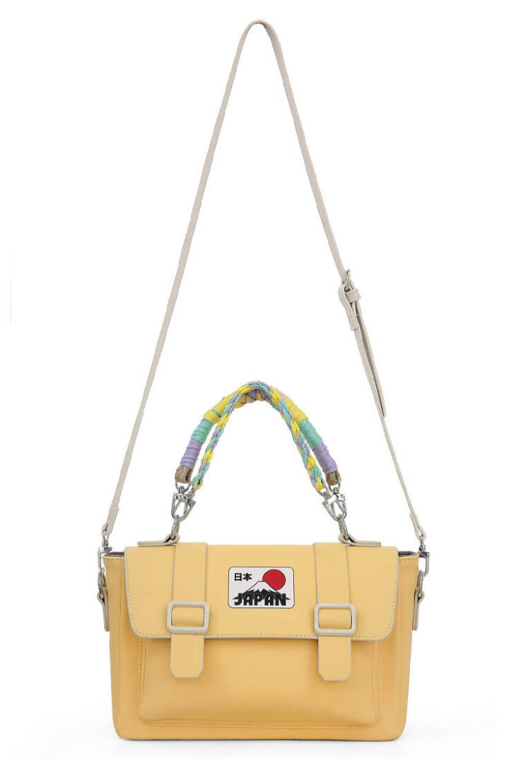 Women Vegan Leather Yellow Shoulder Bag - Japan - 2