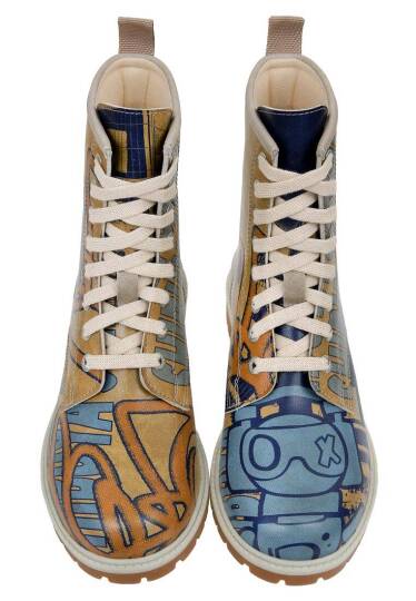 Women Vegan Leather Yellow Tall Boots - Robo Shibuya - 5