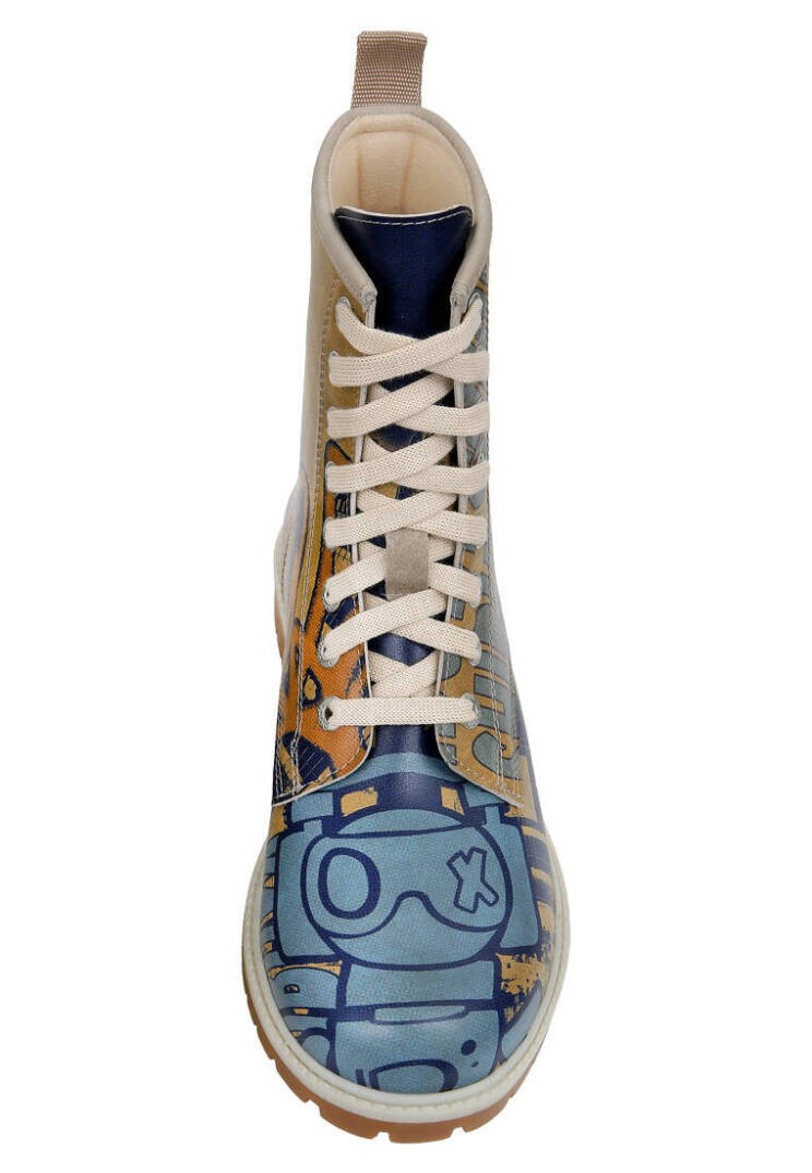 Women Vegan Leather Yellow Tall Boots - Robo Shibuya - 6