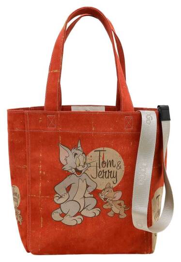 Women Vegan Orange Large Tote Bag - Warner Bros Tom & Jerry