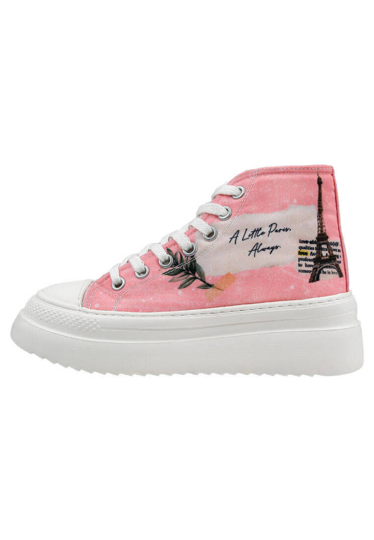 Women Vegan Pink Platform High Sneakers - A Little Paris Always - 2