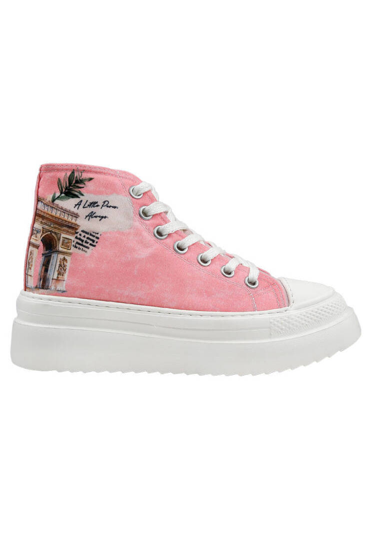 Women Vegan Pink Platform High Sneakers - A Little Paris Always - 8
