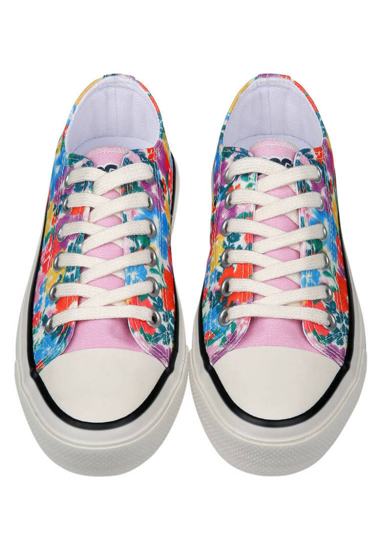 Women Vegan Pink Sneakers - Floral - 4