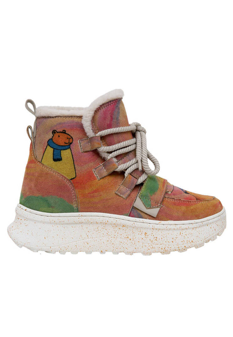 Women's Beige Vegan Leather Boots – Capybara Design - 5
