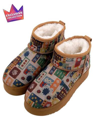 Women's Brown Vegan Leather Ankle Boots – Anatolian Patterns Design