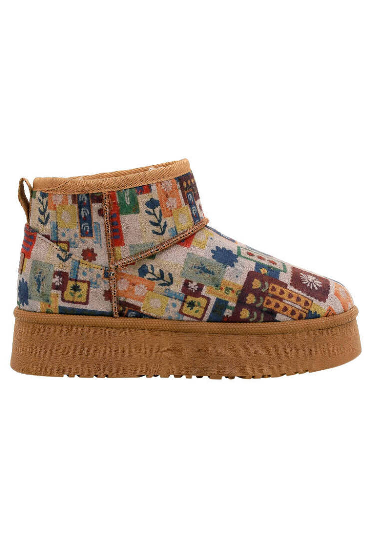 Women's Brown Vegan Leather Ankle Boots – Anatolian Patterns Design - 4