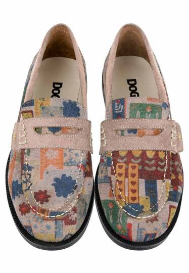 Women's Cream Vegan Leather Loafers - Anatolian Patterns Design - 4