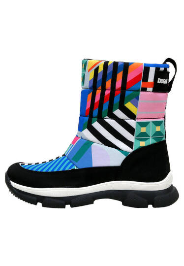 Women's Multicolor Vegan Leather Boots – Geometric Design - 2