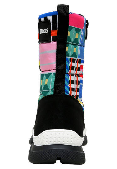 Women's Multicolor Vegan Leather Boots – Geometric Design - 6