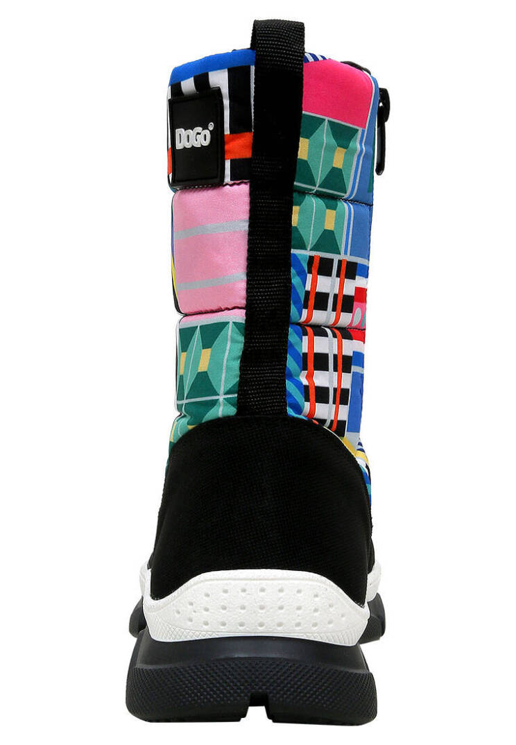 Women's Multicolor Vegan Leather Boots – Geometric Design - 6