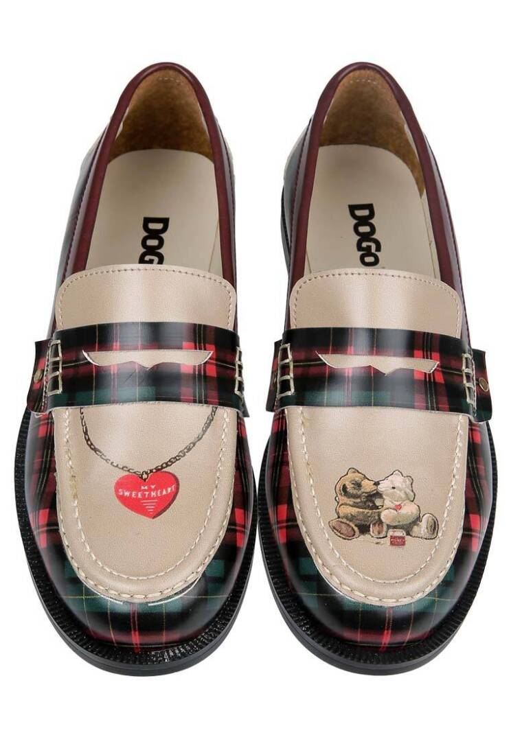 Women's Multicolor Vegan Leather Loafers - Teddy Bear Design - 4