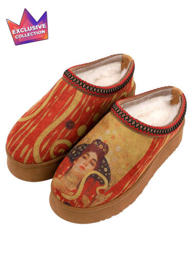 Women's Red Vegan Leather Slippers with Plush Lining – Shine Design