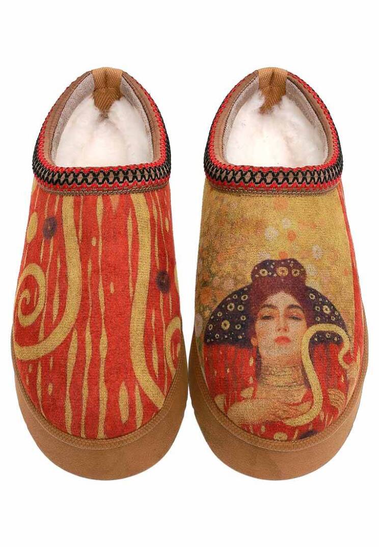 Women's Red Vegan Leather Slippers with Plush Lining – Shine Design - 2