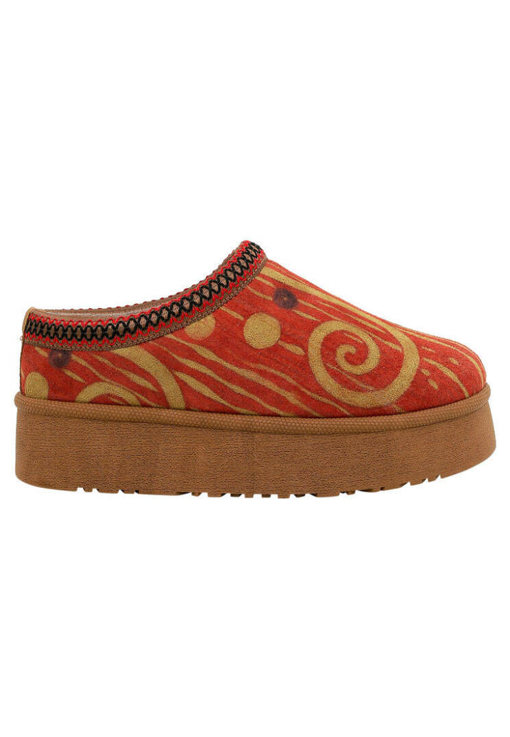Women's Red Vegan Leather Slippers with Plush Lining – Shine Design - 4
