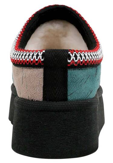 Women's Turquoise Vegan Leather Slippers with Plush Lining – Tram Nap Design - 5