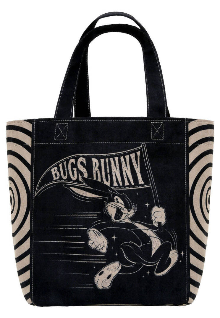 Women's Vegan Black Large Tote Bag - Warner Bros What's Up, Bag! Design - 3