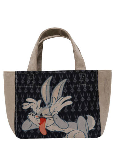 Women's Vegan Black Medium Tote Bag - Warner Bros Bugs Bunny Playful Bugs Design - 5