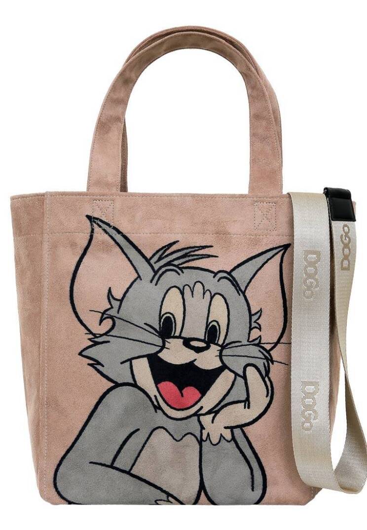 Women's Vegan Cream Large Tote Bag - Warner Bros Smiles and Whiskers Design - 1