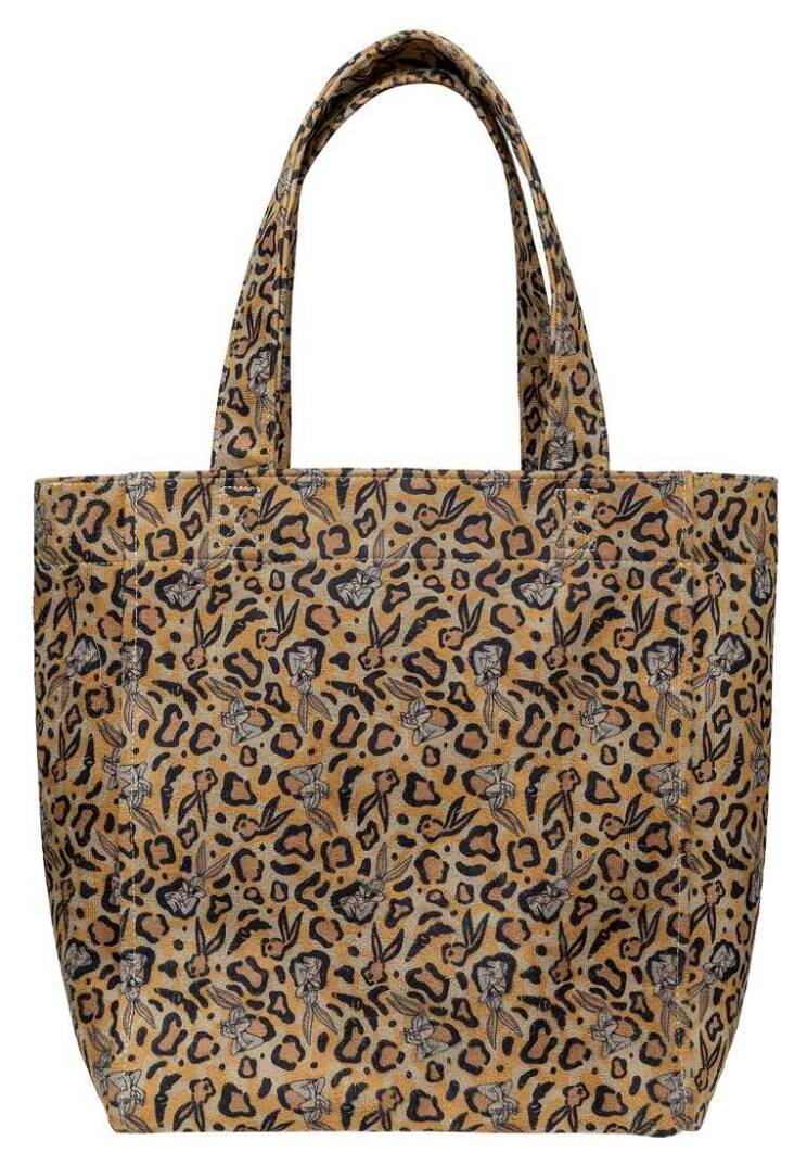 Women's Vegan Cream Leopard Large Tote Bag - Warner Bros Looney Tunes Leopard Bugs Bunny Design - 3