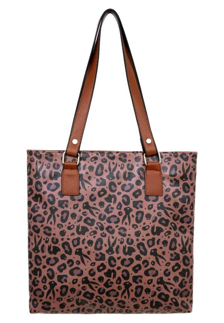 Women's Vegan Leather Navy Leopard Shoulder Bag - Warner Bros Looney Tunes Leopard Design - 2