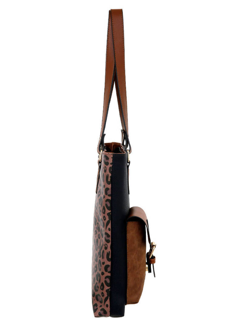 Women's Vegan Leather Navy Leopard Shoulder Bag - Warner Bros Looney Tunes Leopard Design - 3