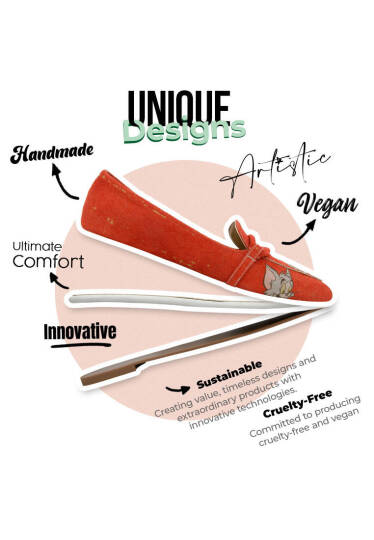 Women's Vegan Leather Orange Flats - Warner Bros Tom & Jerry Design - 5