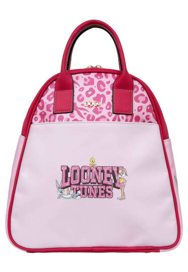Women's Vegan Leather Pink Backpack - Warner Bros Looney Tunes Pink Leopard Lola Bunny Design