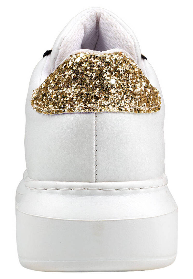 Women's Vegan Leather White Sneakers - Warner Bros Bugs Bunny Looney Tunes Chasing Tunes Design - 10