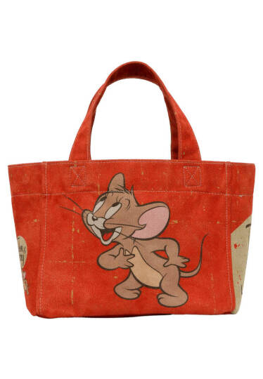 Women's Vegan Orange Medium Tote Bag - Warner Bros Tom & Jerry Design - 6