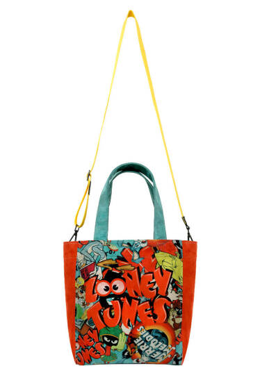 Женская большая разноцветная сумка-тоут из веганского материала — Warner Bros The Toon Parade Design - 3