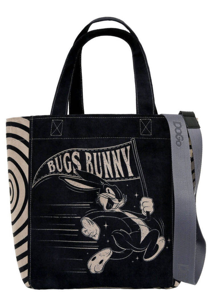 Женская большая чёрная сумка-тоут из веганского материала — Warner Bros What's Up, Bag! Design - 1