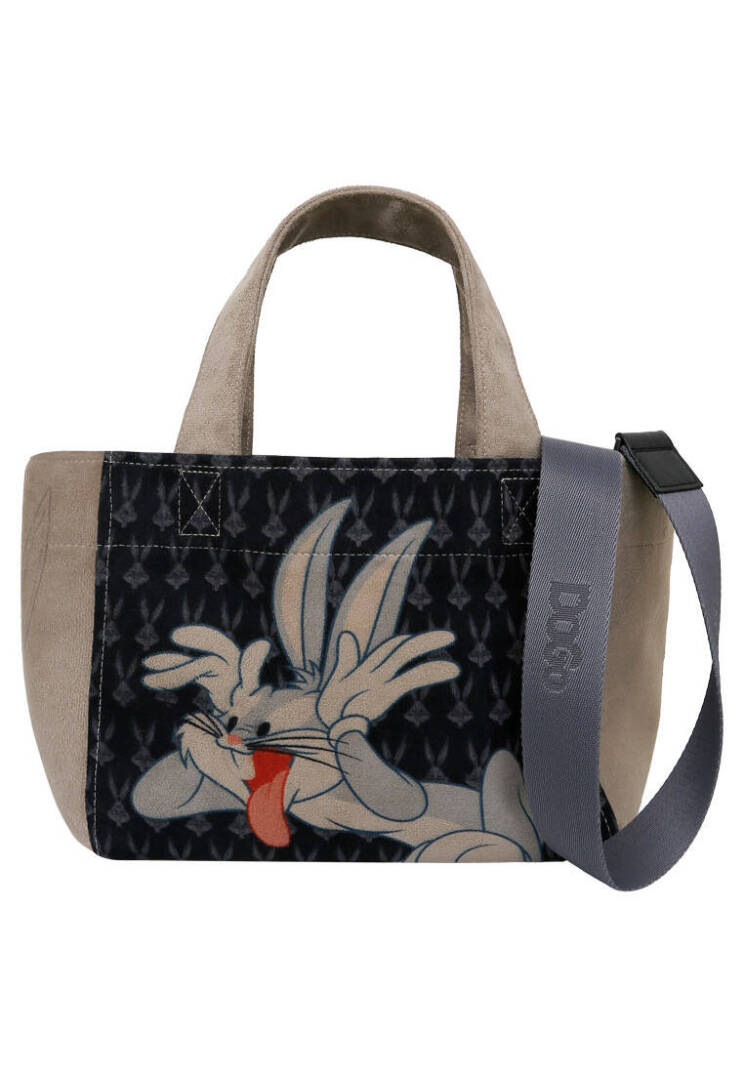 Женская черная сумка-тоут среднего размера из веганских материалов - Warner Bros Bugs Bunny Playful Bugs Дизайн - 1