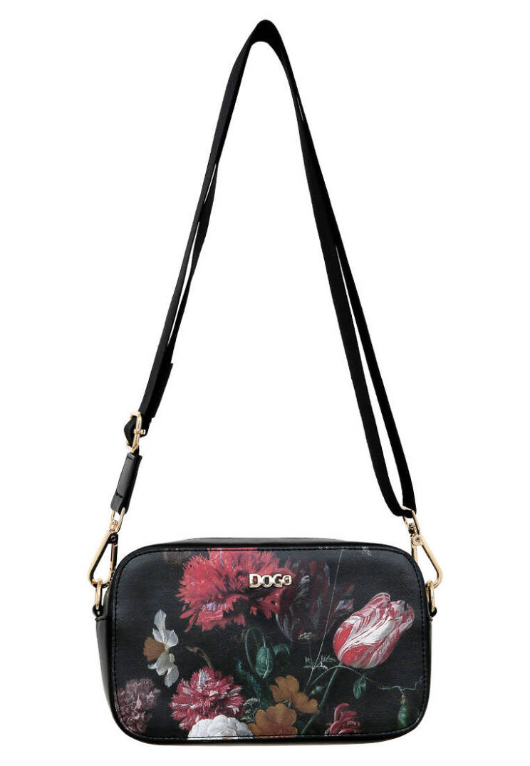 Женская Черная Сумка из Веганской Кожи - Black Floral - 1