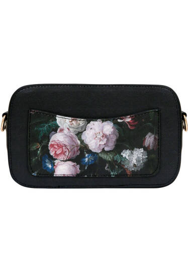 Женская Черная Сумка из Веганской Кожи - Black Floral - 3