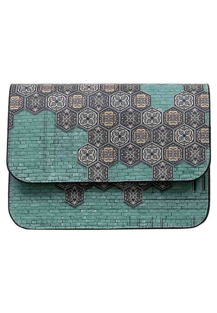 Женская Синяя Сумка из Веганской Кожи - Ethnic Faience - 1