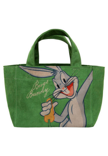 Женская зеленая сумка-тоут среднего размера из веганских материалов - Warner Bros Bugs Bunny Bunny Talk Дизайн - 5
