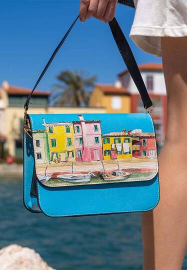 Женский Синий Клатч из Веганской Кожи - Burano Island