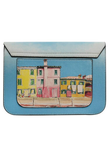 Женский Синий Клатч из Веганской Кожи - Burano Island - 6