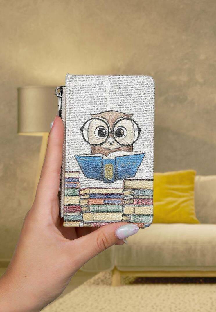 Женский Многоцветный Кошелек из Веганской Кожи - The Wise Owl - 4